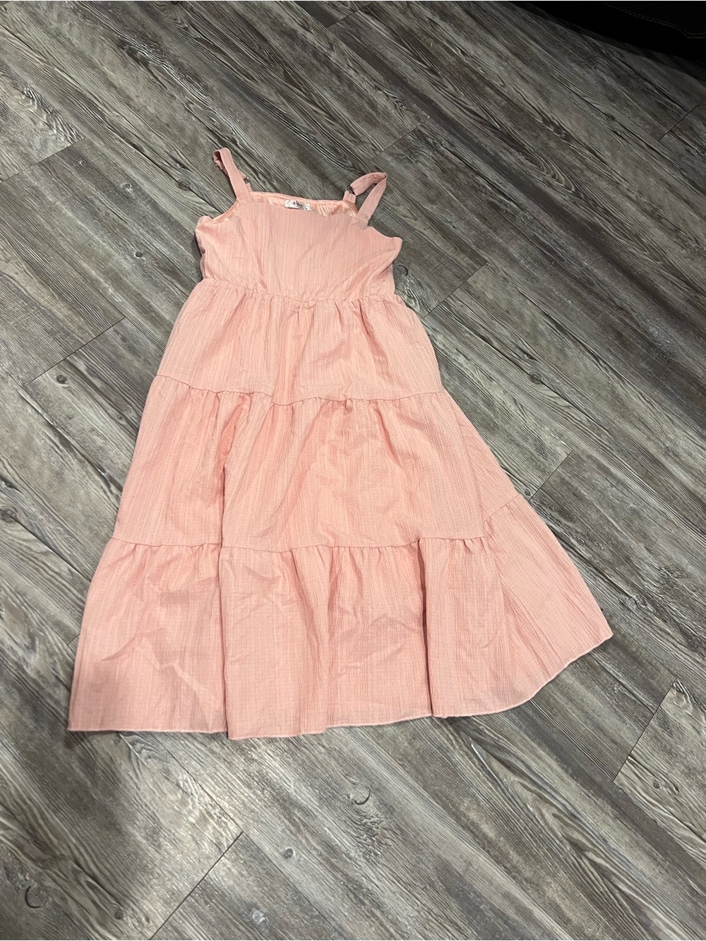 Girls' Light Pink Tiered Cotton Sundress